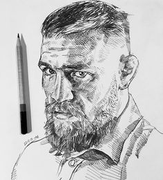 a pencil drawing of a man with a beard