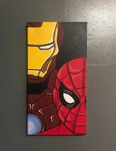 the avengers and iron man faces are painted on canvases by children's artwork