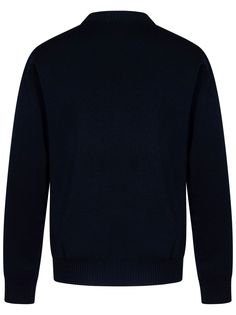 50% Cotone, 50% Lana VergineComposition: Ribbed Crewneck; Long Sleeves, Soft Shoulders, Ribbed Detail At Shoulders Flocked Logo At Chest Ribbed Cuffs And Bottom Band Regular Fit Navy Blue Color 50% Cotton, 50% Virgin Wool Made In China Luxury Navy Sweater With Ribbed Collar, Navy Wool Sweater Men, Armani Sweatshirt, Armani Long Sleeve Shirt, Luxury Cashmere V-neck Sweater For Men, Fendi Wallet On Chain, Rick Owens Jacket, Gucci Hat, Burberry Hat