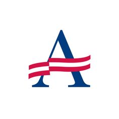 the letter a is painted in red, white and blue with an american flag on it