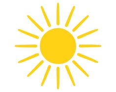 the sun is shown in yellow on a white background