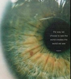 an eye with the words, the way we choose to see the world creates the world we see