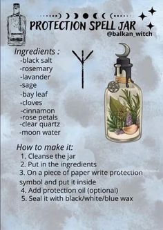 Witch Balls Protection Diy, Health Spell, Witch Symbols, Potions Recipes, Witch Bottles, Moon Jar, Easy Spells