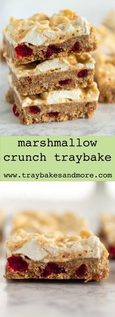 marshmallow crunch tray bakes stacked on top of each other