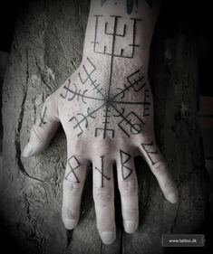 a person's hand with some writing on it and an arrow in the middle