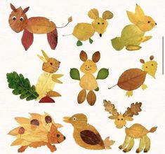 an image of some animals made out of leaves