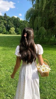 A Girl, White Dress, Walking, Flowers, On Instagram, White, Instagram