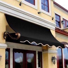 an awning on the outside of a building