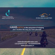 an advertisement for hans ahn is shown on the side of a road with motorcycles driving down it