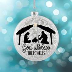 a christmas ornament that says, god bless the powells