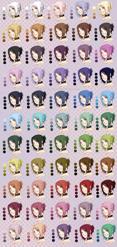 an image of many different colored hair styles