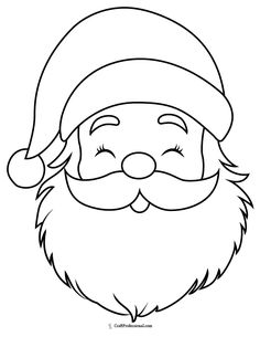 santa claus's face is outlined in black and white