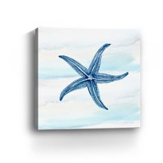 a blue starfish painting on a white background