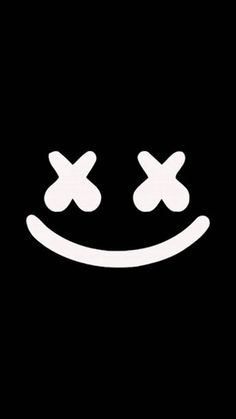 a black background with a smiley face drawn in white on the front and bottom half