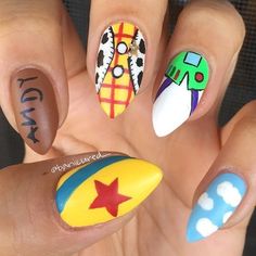 Pixar Nails, Disney Cruse, Toy Story Nails, Disneyland Nails, Character Nails, Nail Vibes, Disney Nail Designs, Disney Inspired Nails