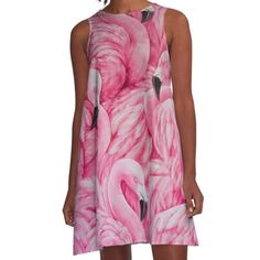 Loose-fit, mid-length sleeveless dress with silky handfeel. Printed on both sides. Machine washable. Size range XS-2XL. Pink Flamingo Pattern is perfect for pink flamingo lovers or anyone who loves animals. It can also be given as a gift for Pink Flamingo Day. Flamingo Themed Party, Flamingo Pattern, Pink Flamingo, Dress For Sale, Pink Flamingos, Mid Length, Flamingo, Dresses For Sale, A Line Dress