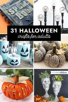 halloween crafts for adults including pumpkins and candles