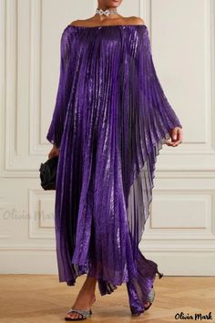 Olivia Mark - Elegant Long Sleeve Maxi Gown with Ruched Detailing Off Shoulder Long Dress, Colour Combos, Long Sleeve Prom, Gorgeous Clothes, Maxi Dress Evening, Summer Party Dress, Abayas Fashion, Maxi Gowns, Long Sleeve Maxi