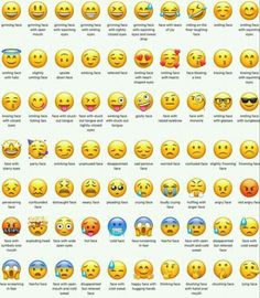 an image of many different emoticions on a white background with the caption's name