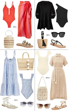 Humid Summer Outfit, Fancy Beach Outfit, 2023 Beach Outfits, Spring Beach Outfits, Beach Style Fashion, How To Have Style, Beach Vacation Style, Style Collage, Vacation Outfits Women