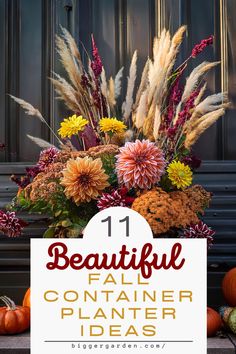 A stunning fall floral arrangement in a container with dahlias and grasses, perfect for fall weddings or as autumn flower decorations for Thanksgiving. Wedding Simple Decor, Jewel Tones Wedding, Ornamental Kale, Fall Containers, Wedding Simple, Jewel Tone Wedding, Fall Flower Arrangements, Fall Planters, Flower Garden Design