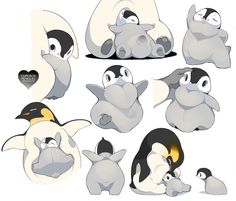 Cute Penguin Art, Café Kitchen, Emperor Penguin, Nursing Homes, Creature Drawings, 캐릭터 드로잉, Kawaii Animals, Creature Concept Art, Animal Sketches