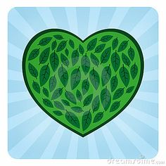 a green heart with leaves on it