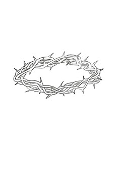 a black and white drawing of a crown of thorns on top of a white background