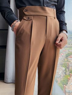 Men's Dress Pants Trousers Pleated Pants Suit Pants Gurkha Pants High Rise Plain Comfort Breathable Outdoor Daily Going out Vintage Elegant Black White 2024 - IDR Rp430301 Trousers Men Formal, Men's British Style, Business Casual Suit, British Style Men, Men's Business Suits, Formal Pants, Mens Formal Wear, Business Pants, Men Trousers