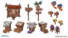 several different types of wooden signs and mailboxes