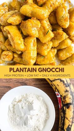 the ingredients to make plantain gnocchi are shown