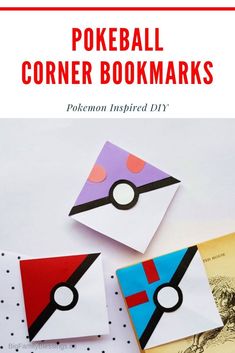 DIY Pokeball Corner Bookmark: A Pokemon Craft. Adorable and easy corner bookmarks that will encourage your Pokemon loving kids to read! #pokemoncraft Pokemon Kids Craft, Diy Pokeball, Pokemon Bookmark, Crafts For Beginners, Pokemon Diy, Pokemon Craft, Corner Bookmark, Bookmark Craft, Pokemon Party