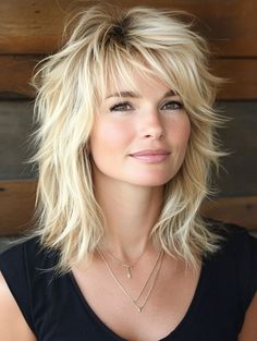 Medium Hair With Light Bangs, Med Shaggy Haircuts, Shag Hair Styles For Fine Hair, Shaggy Lob With Bangs Straight, Shag Hairstyles Medium Blonde, Medium Hair Shaggy Layers, Trendy Medium Length Haircuts 2024, Shag Hair Cuts For Thinner Hair, French Shag Haircut Long