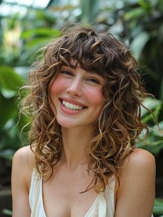 56 Stunning Long Layered Hair with Bangs: Trends for Every Face Shape and Hair Type Curly Bangs Oval Face, Curly Hair And Bangs, Curls With Bangs, Long Layered Haircuts With Bangs, Long Layered Hair With Bangs, Curly Shag Haircut, Layered Curls, Natural Curly Hair Cuts, Layered Haircuts With Bangs