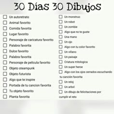 a sign that says 30 dias do dibujos in spanish and english