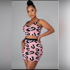 Just Like Issa Cheetah Print, This 2 Piece Version Hugs The Curves In All The Right Places. Pair It With A Blazer And Hit A Springtime Day Party Pink Two-piece Set For Spring, Chic Pink Two-piece Set, Pink Casual Party Sets, Pink Two-piece Skirt Set For Summer, Casual Pink Party Sets, Pink Two-piece Set For Summer, Pink Two-piece Set For Day Out, Trendy Two-piece Mini Length Sets, Fitted Pink Skirt Set For Summer