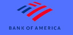 the bank of america logo is shown in red, white and blue on a blue background