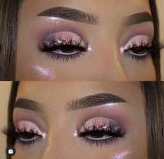 Pink Sparkly Makeup, Pink Cut Crease Eyeshadow, Makeup Inspiration Glam, 2025 Makeup, Pink Cut Crease, Crease Eyeshadow, Sultry Makeup, Cut Crease Eyeshadow, Cute Eye Makeup