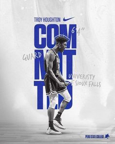 a basketball player is standing in front of a poster with the words commtist on it