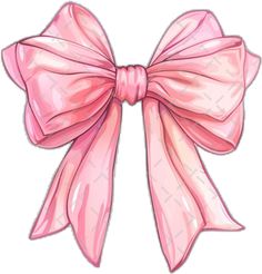 a large pink bow on top of a white background with clippings to the side