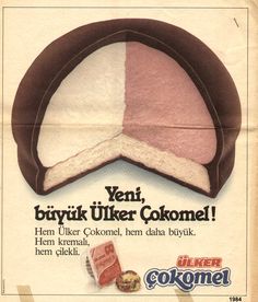 an old advertisement for cookies from the 1950's, with two slices cut in half