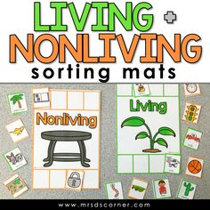 the living and nonliving sorting mats with pictures on them