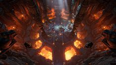 Fire Brazier, Fantasy Underground Temple, Lava Environment Concept Art, Underground Temple Fantasy Art, Fire Temple Fantasy Art, Volcano City, Cave Temple Concept Art, Supreme Being, Dwarven City