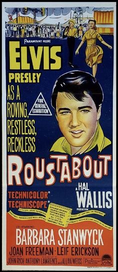 an old movie poster for the film roustabout and wall street starring elvis presley