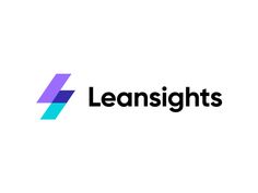 the logo for leansights is shown in purple and blue colors on a white background