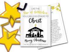 two christmas cards with the words, like the star of bethlehem you can lead others to christ merry christmas