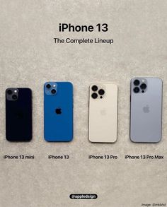 an advertisement for the iphone 13 and its price is shown in three different colors, including blue