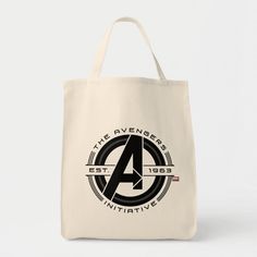 the avengers logo on a tote bag