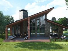 a rendering of a modern cabin style home