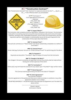 construction contract form with hard hat on it